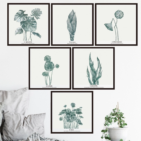 Vinilos Decorativos De Planta Monstera Nórdica PVC Hoja Botánica Minimalista Calcomanías Decorativas Para Sala De Estar Dormitorio
