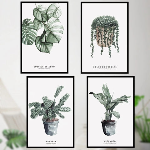 Stickers Muraux Plantes en Pot Minimalistes Nordiques Feuilles Vertes Aquarelle Monstera PVC Autocollants Décoratifs pour Salon Chambre