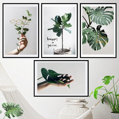 Pegatinas de Pared de Plantas Verdes Nórdicas Hojas en Maceta PVC Murales Autoadhesivos Para Dormitorio Sala de Estar