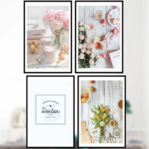 Pegatinas de Pared de Flores de Rosa Rosa Estilo Nordic Ins Decoración Romántica de PVC para Sala de Estar Dormitorio