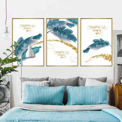 Vinilos de Pared de Hojas de Plátano Tropicales Estilo Nórdico Moderno PVC Autoadhesivos Decoración para Sala de Estar Dormitorio