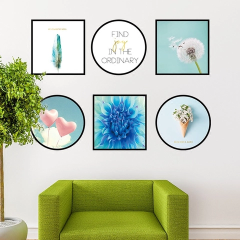 Nordic Pink Heart Balloon Wall Sticker PVC Waterproof Floral Dandelion Decals For Living Room Bedroom Artistic Home Decor