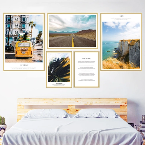 Nordischer Stil Landschaft Wandtattoos Mit Inspirierenden Zitaten PVC Wasserdicht Abnehmbare Kunst Aufkleber Für Schlafzimmer Wohnzimmer