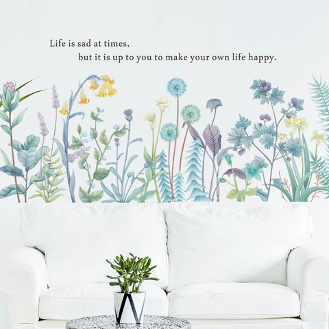 Watercolor Dandelion Flower Plant Wall Sticker Inspirational Quote Waterproof Removable PVC Art Decal For Home Decor Living Room