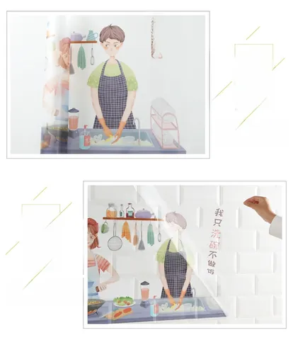 Transparent Kitchen Oil-proof Stickers Heat Resistant Waterproof Wall Stickers Cartoon Duck Deer Tile Protection Film