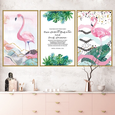 Nordisch Flamingo Tropische Blätter PVC Wandaufkleber Selbstklebend Wasserdicht Deko Für Wohnzimmer Schlafzimmer Zuhause