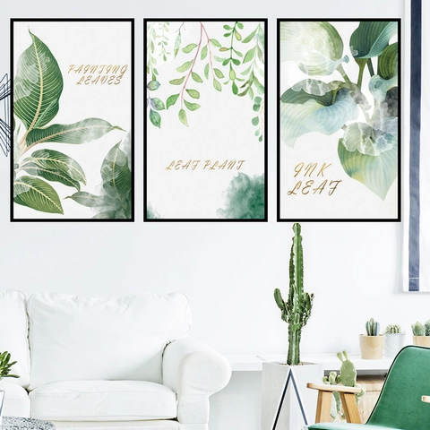 Nordischer Stil Grüne Pflanze PVC Wandaufkleber Wasserdicht Selbstklebend Monstera Blatt Kunst Wandbild Für Wohnzimmer Dekor
