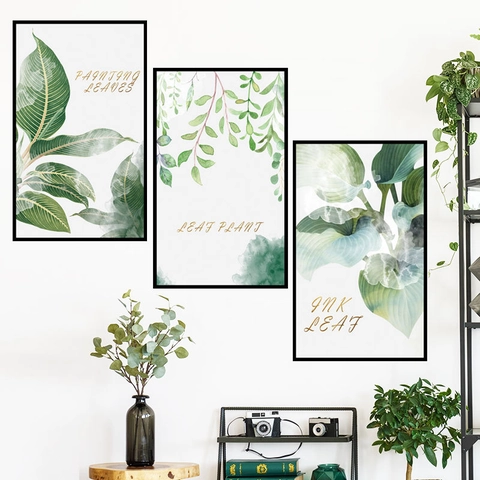 Nordischer Stil Grüne Pflanze PVC Wandaufkleber Wasserdicht Selbstklebend Monstera Blatt Kunst Wandbild Für Wohnzimmer Dekor