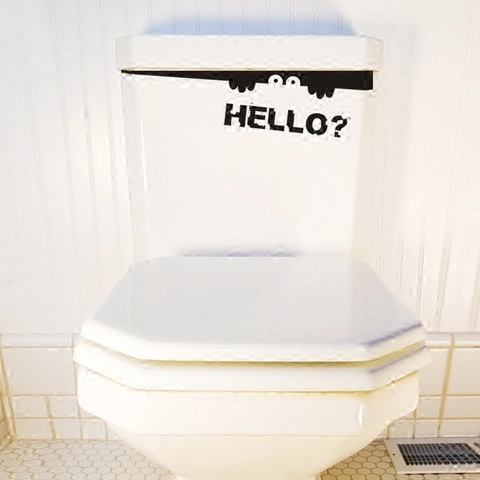 Humorvoller Peeking Monster Hello Toilettendeckel Aufkleber Wasserdichter Kunststoff Wandtattoo Für Badezimmer Deko Schwarz DIY