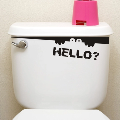 Humorvoller Peeking Monster Hello Toilettendeckel Aufkleber Wasserdichter Kunststoff Wandtattoo Für Badezimmer Deko Schwarz DIY