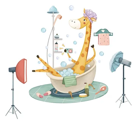 Divertida Pegatina para Asiento de Inodoro de Jirafa de Dibujos Animados Autoadhesiva Impermeable PVC Decoración de Baño Mural