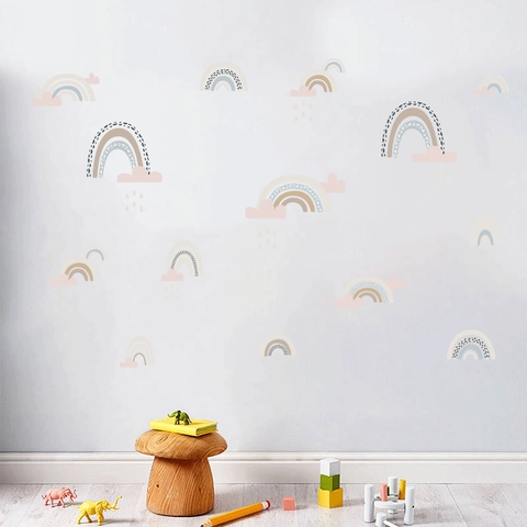 Nordic Morandi Rainbow Cloud Wall Stickers Waterproof PVC Wall Decals For Kids Room Nursery Bedroom DIY Home Decoration