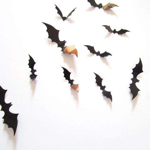 Pegatinas de Pared 3D Murciélagos Halloween Aterrador Rojo Negro Para Ventana Hogar DIY Decoración Fiesta PVC Impermeable Calcomanías