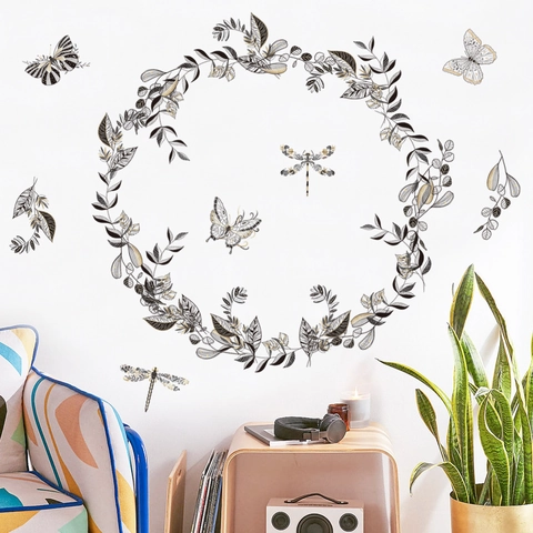 Minimalistische Schmetterling Blatt Wandaufkleber Selbstklebend PVC Wandbild Für Schlafzimmer Wohnzimmer Glas Tür Dekor