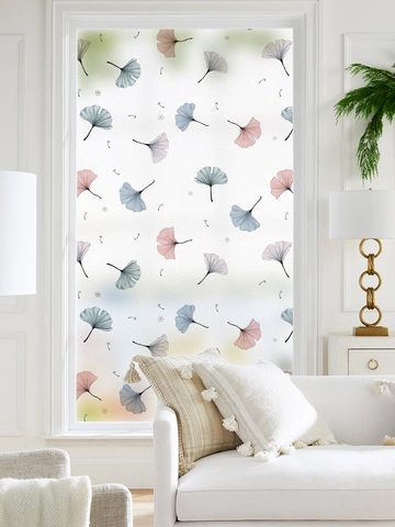 Matte Glasfensterfolie Ginkgoblatt Muster Sichtschutz Statisch Haftend Blickdichte Dekofolie Für Badezimmer Zuhause