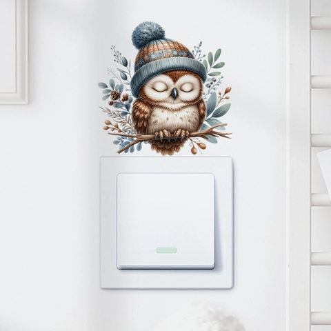 Cartoon Owl Switch Sticker Removable Cute Bird PVC Wall Decal For Bedroom Living Room Home Decor Art Mural DIY Decoration