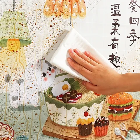 Adhesivo de Pared de Cocina Resistente al Aceite Papel de Aluminio Resistente al Calor Impermeable Autoadhesivo Patrón de Gato de Dibujos Animados