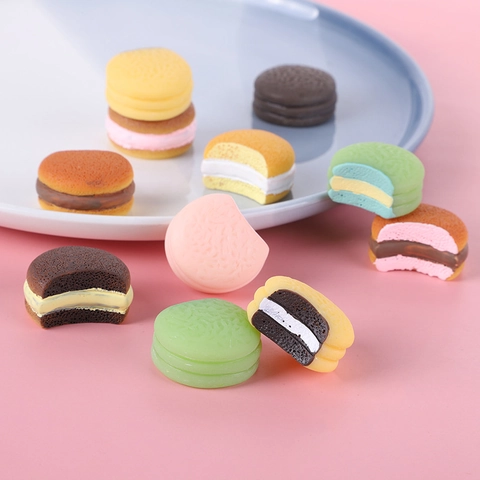 Dijes de Resina de Simulación de Macarrón Grande Con Muesca para Llavero DIY Decoración de Funda de Teléfono Accesorios de Joyería de Comida en Miniatura