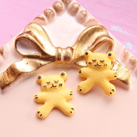 Simulated Resin DIY Accessories Cartoon Bear Cookie Gingerbread Man Charms Flatback Cabochon For Phone Case Hair Ornaments Decoration