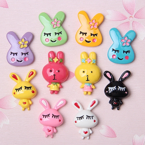 Kawaii Resin Rabbit DIY Jewelry Accessories Cartoon Bunny Flatback Cabochons For Hair Clip Shoe Charm Phone Case Decoration