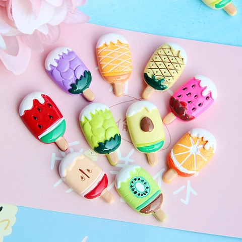 Accessori in Resina Ghiacciolo Frutta Estiva Ghiacciolo Realistico Cabochon Flatback Per Custodie Cellulari Fai Da Te Calamite Frigo