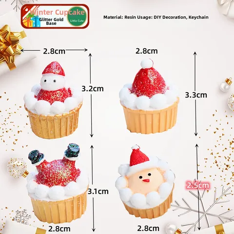 Χριστουγεννιάτικο Μικρογραφία Cupcake Ρητίνη Στολίδι Γκλίτερ Άγιος Βασίλης Χιονάνθρωπος Φράουλα Για Κατασκευή Κοσμημάτων Διακόσμηση