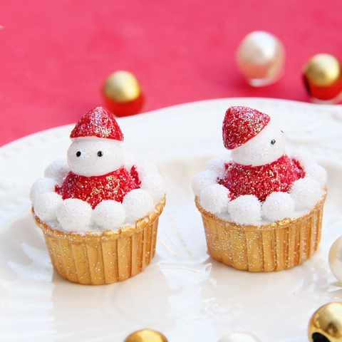 Χριστουγεννιάτικο Μικρογραφία Cupcake Ρητίνη Στολίδι Γκλίτερ Άγιος Βασίλης Χιονάνθρωπος Φράουλα Για Κατασκευή Κοσμημάτων Διακόσμηση