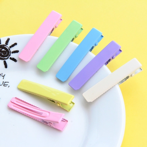 Mollette per Capelli a Becco d'Anatra in Metallo Galvanizzato Color Macaron per Bambini Donne Forcine Quadrate Senza Cuciture Accessori DIY