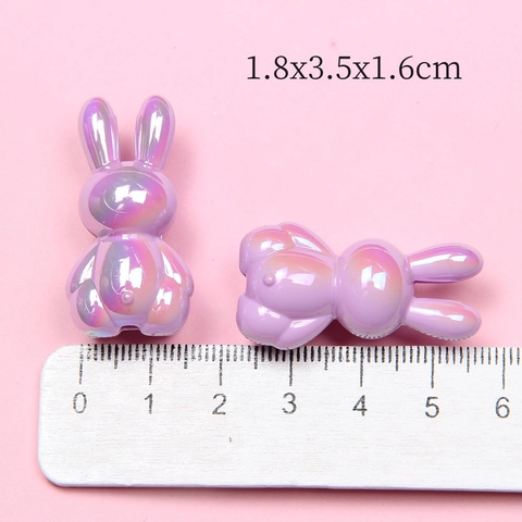 UV Plated Luminous Rabbit Shape Acrylic Loose Beads For DIY Bracelet Phone Chain Making Cute Animal Jewelry Accessories