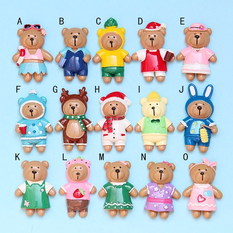 Cartoon Bear Resin Charms DIY Phone Case Accessories Miniature Flatback Christmas Santa Reindeer Strawberry Bear Resin Decoration