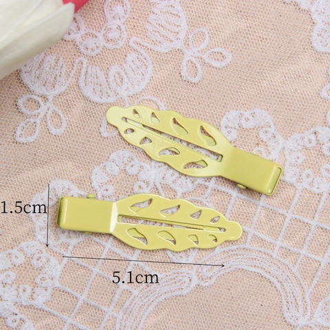 Pinzas para el Cabello de Aleación con Forma de Hoja Hueca Color Macaron Clip Lateral sin Rastro Tocado para Mujeres Niñas