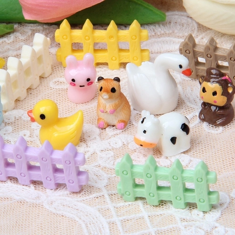 Miniature Resin Fence For Micro Landscape Fairy Garden Dollhouse Decor DIY Candy Color Simulation Small Picket Fence Ornament