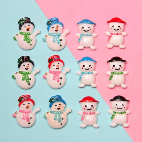 Χριστουγεννιάτικα Snowman Resin Flatback Charms Για DIY Κλιπ Μαλλιών Διακόσμηση Θήκης Τηλεφώνου Χειροτεχνία Ρητίνης Μινιατούρα