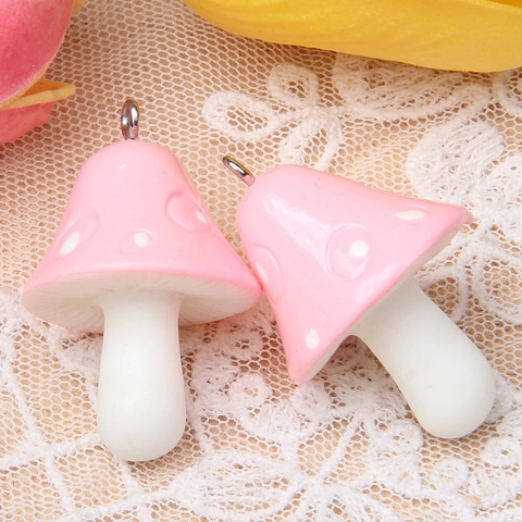 Pendentifs Champignon en Résine Pastorale Breloques Champignon à Pois Colorés Avec Piton Accessoires Bijoux DIY pour Colliers