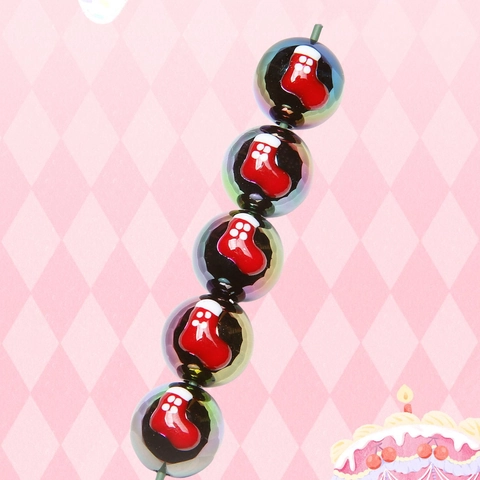 Cuentas Redondas de Acrílico Pintadas a Mano DIY de Navidad Para Pulsera Cadena de Teléfono Joyería Accesorios Patrón de Árbol