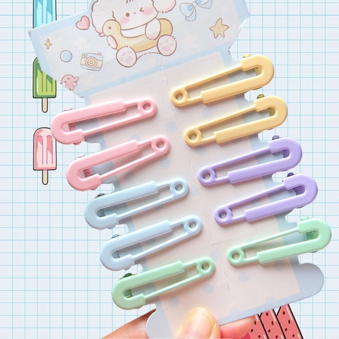 Alloy Veiligheidsspeld Vorm Haarclip Snoepkleur Spoorloze Eendenbek Clip Zoete Macaron Haarsieraden Voor Dames Meisjes