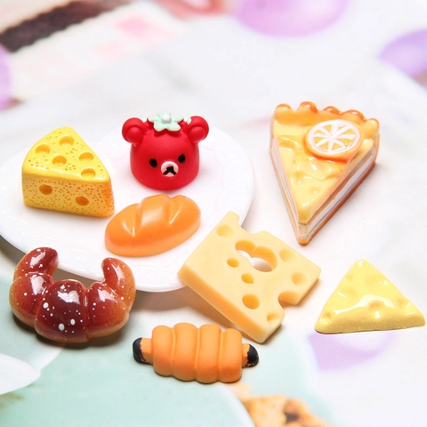 Simulatie Miniatuur Hars Brood Taart Kaas Voedsel DIY Ambachtelijke Benodigdheden Voor Poppenhuis Decoratie Sieraden