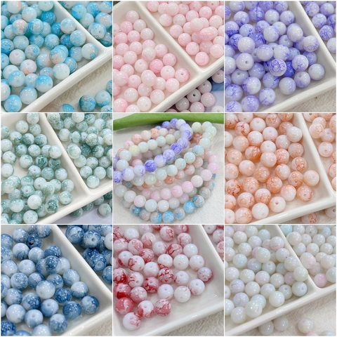 8mm Glass Beads New Chinese Ink Wash Painting Style Gradient Round Loose Beads For DIY Bracelet Necklace Jewelry Making