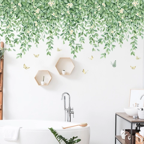 Adesivi Murali Floreali Foglie Tropicali PVC Impermeabile Botanico Decalcomania per Camera da Letto Soggiorno Divano Sfondo Decorazione