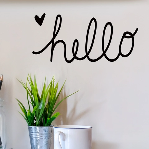 Nordischer Stil Hello Englisch Zitat Wandaufkleber Inspirierendes Herz Dekor Für Schlafzimmer Wohnzimmer Büro Wasserdichtes Vinyl Wandbild