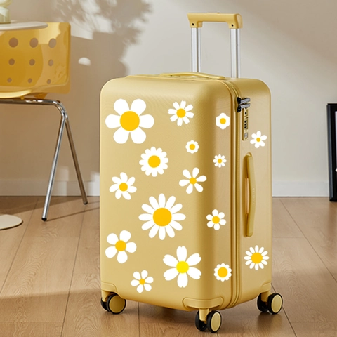 White Daisy Flower Wall Stickers Waterproof Removable PVC Decals For Car Laptop Luggage Home Decor Simple Floral Art