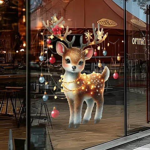 Weihnachtselch Rentier Statische Fensteraufkleber Doppelseitig PVC Glasaufkleber Für Geschäft Haus Feiertag Fenster Dekoration