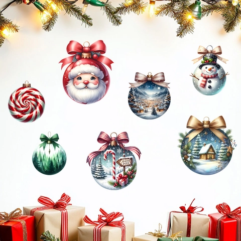 Kerst Muurstickers PVC Verwijderbare Decals Met Kerstman Sneeuwpop Hut Patroon Voor Thuis Woonkamer Slaapkamer Kerst Decoratie