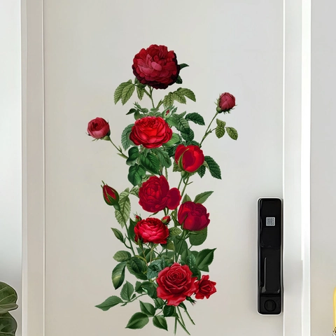 Realistic Red Peony Flower Wall Stickers Waterproof PVC Removable Floral Wall Decals For Living Room Bedroom Home Decor