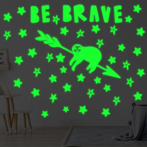 Leuchtende Koala Mond Sterne Wandaufkleber Im Dunkeln Leuchtend PVC Wandtattoo Für Kinderzimmer Schlafzimmer Deko Be Brave