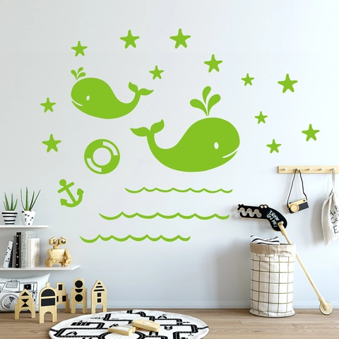 Luminous Glow In The Dark Whale Star Ocean Wall Stickers PVC Removable Decal For Kids Bedroom Nursery Home Wall Decor