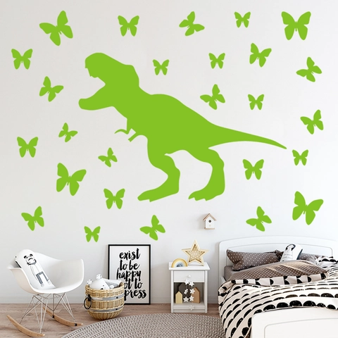 Luminous Dinosaur Butterfly Wall Stickers Glow In The Dark PVC Self Adhesive Decals For Kids Room Bedroom Home Decor