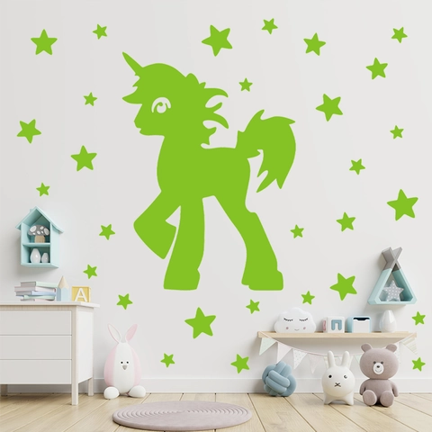 Leuchtende Einhorn Stern Wandaufkleber Glow In The Dark PVC Dekoration Für Kinderzimmer Schlafzimmer Decke Vinyl Wandbild