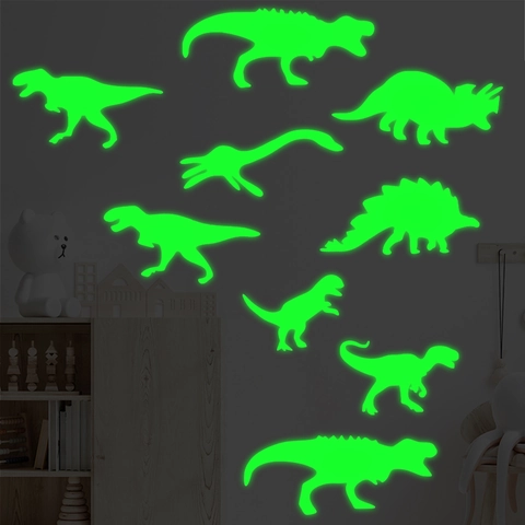 Leuchtende Dinosaurier Wandtattoo PVC Silhouetten Für Kinderzimmer Schlafzimmer Decke Haus Dekoration Aufkleber Set