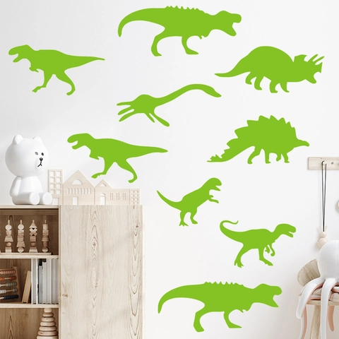 Leuchtende Dinosaurier Wandtattoo PVC Silhouetten Für Kinderzimmer Schlafzimmer Decke Haus Dekoration Aufkleber Set